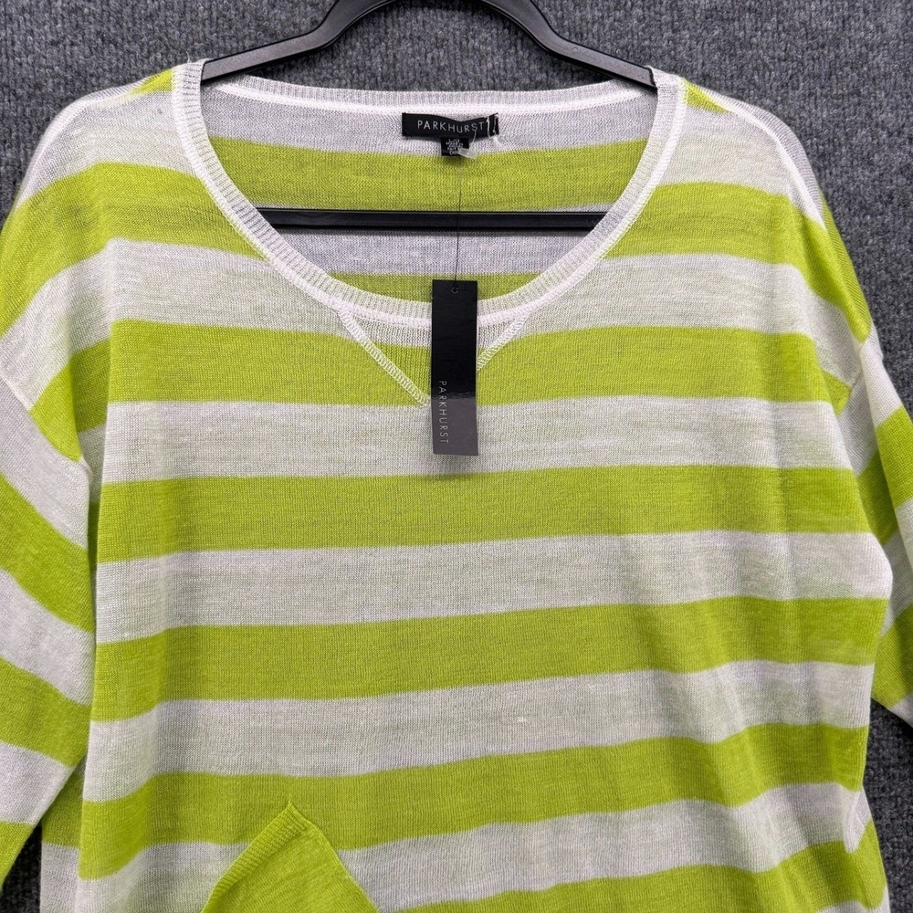 Parkhurst Sweater Womens L Yellow Striped Pullover Lightweight Preppy Casual - Picture 2 of 9